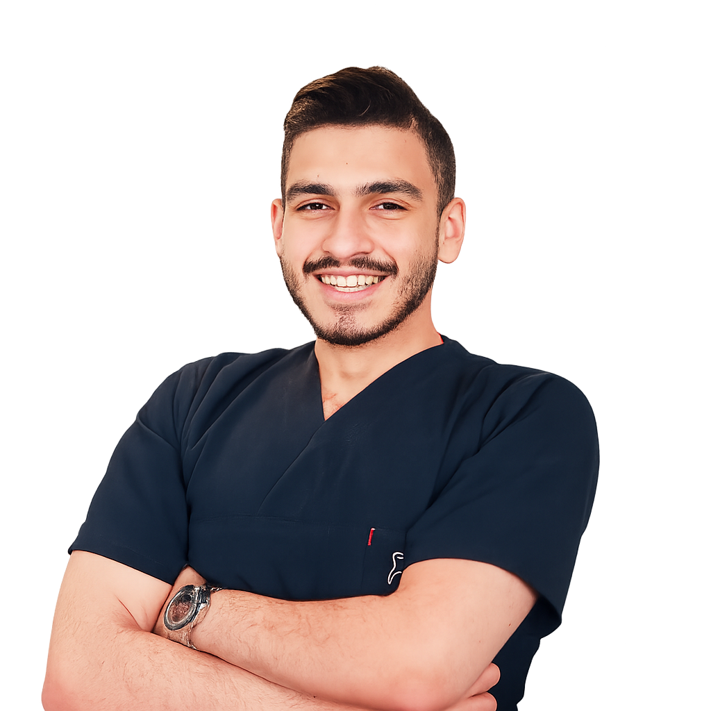 Dr. Mohamed Sharshera, an expert in a wide range of dental treatments in Abu Dhabi, offering specialized services in implantology and cosmetic dentistry with a confident smile.