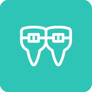 Icon representing orthodontic treatments and braces for smile correction, a specialized service at the best dental clinic in Abu Dhabi for aligning teeth.